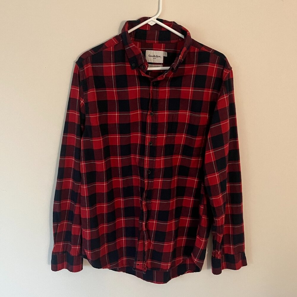 Goodfellow & Co. Plaid Flannel Shirt | Large | Red & Black Checkered